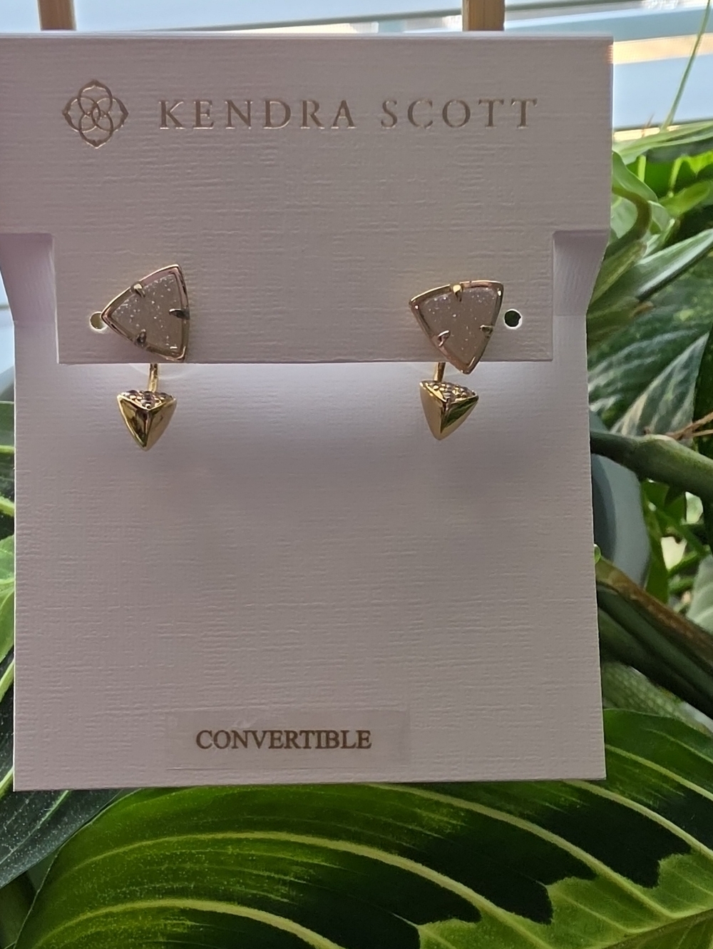 Kendra Scott Gold and Light Pink Convertible Druzy Drop Earrings
